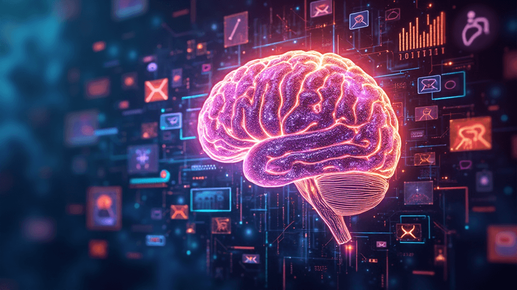 glowing electronic brain