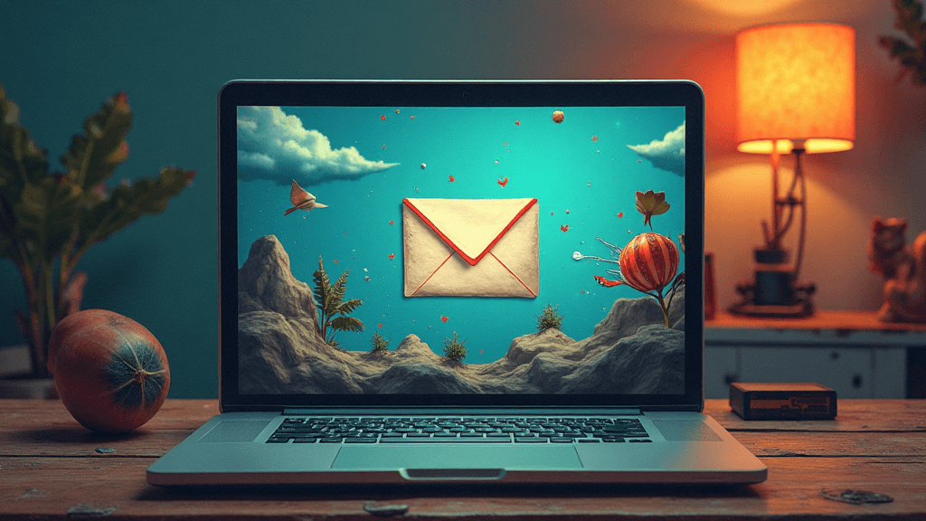 open laptop with email on screen