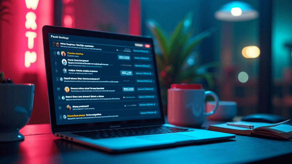laptop with emails showing on monitor